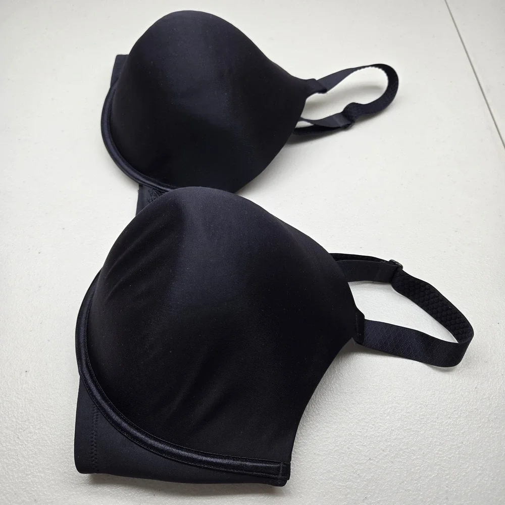 Vanity Fair Women Bra 42DDD Black T Shirt Underwired Lace Strap